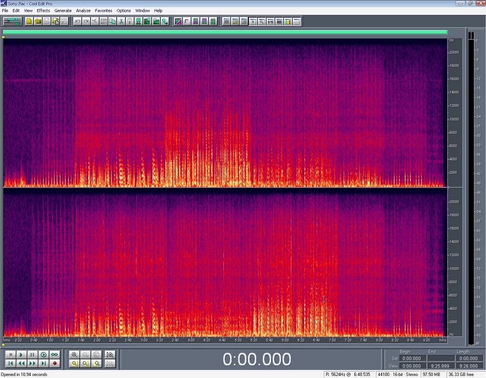 Спектрограмма издания SONY