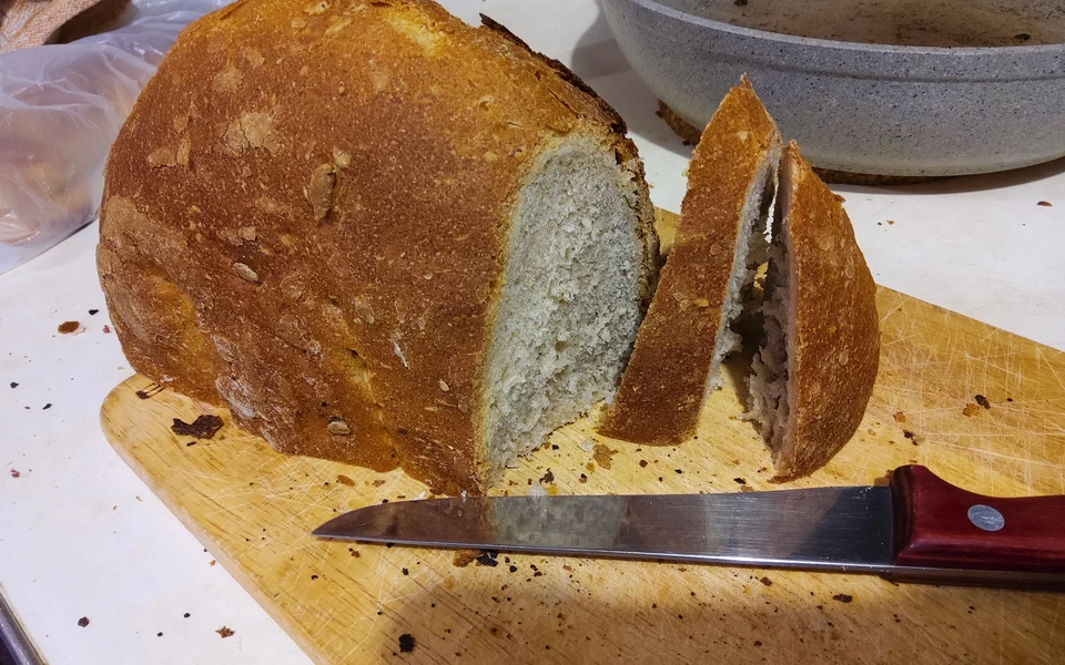 Хлеб по новой технологии в разрезе