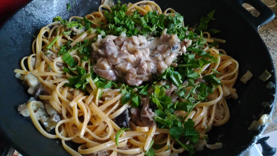 Паста с вешенками в сливках