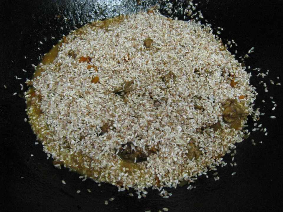 Стадии готовки плова: девзира