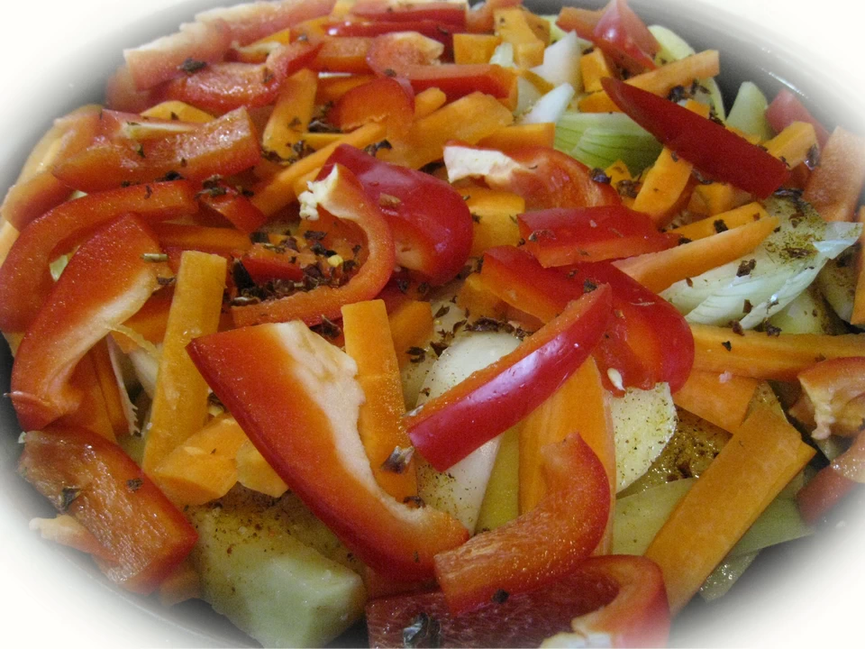 Таджин. Слой сладкого перца с паприкой