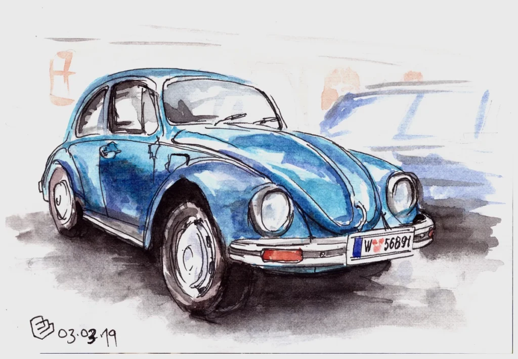 "Жук" (2019), акварель, линер