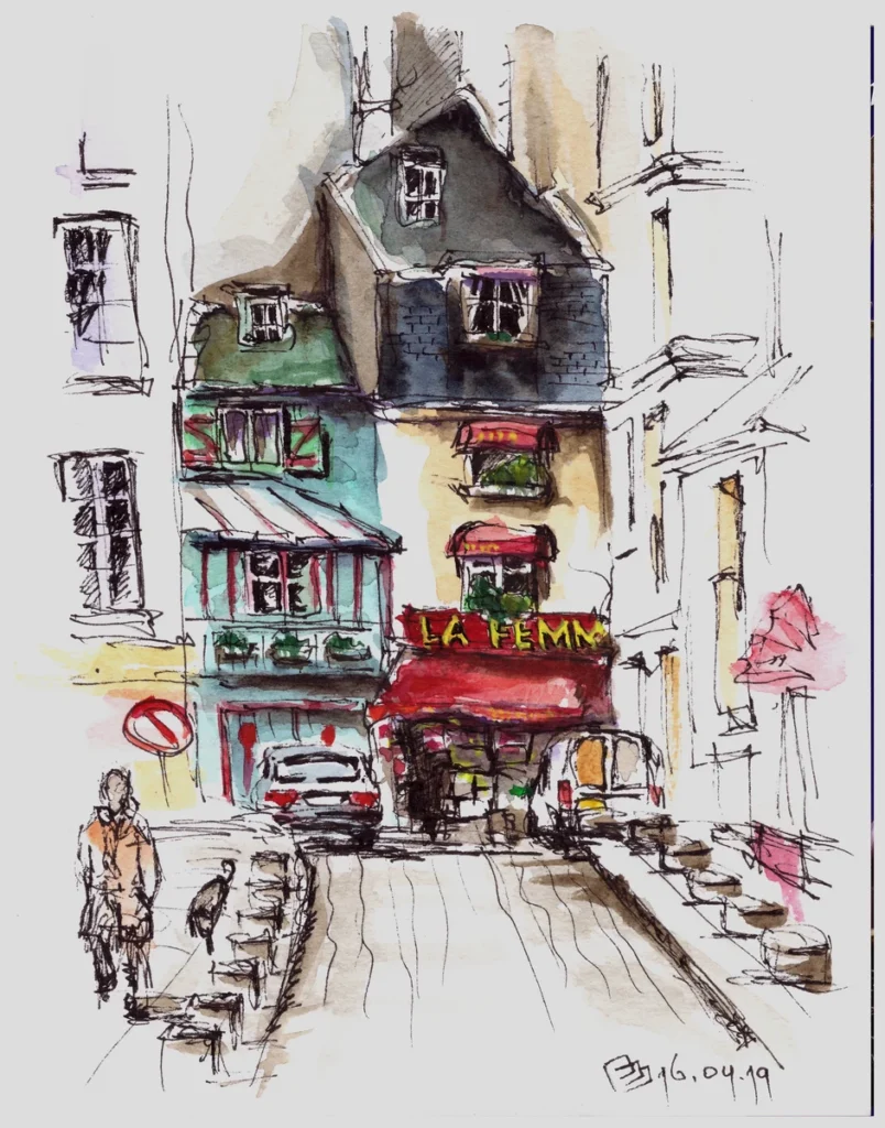 Урок 01 "Цвет" (2019, курс "Живое пятно"), акварель, линер