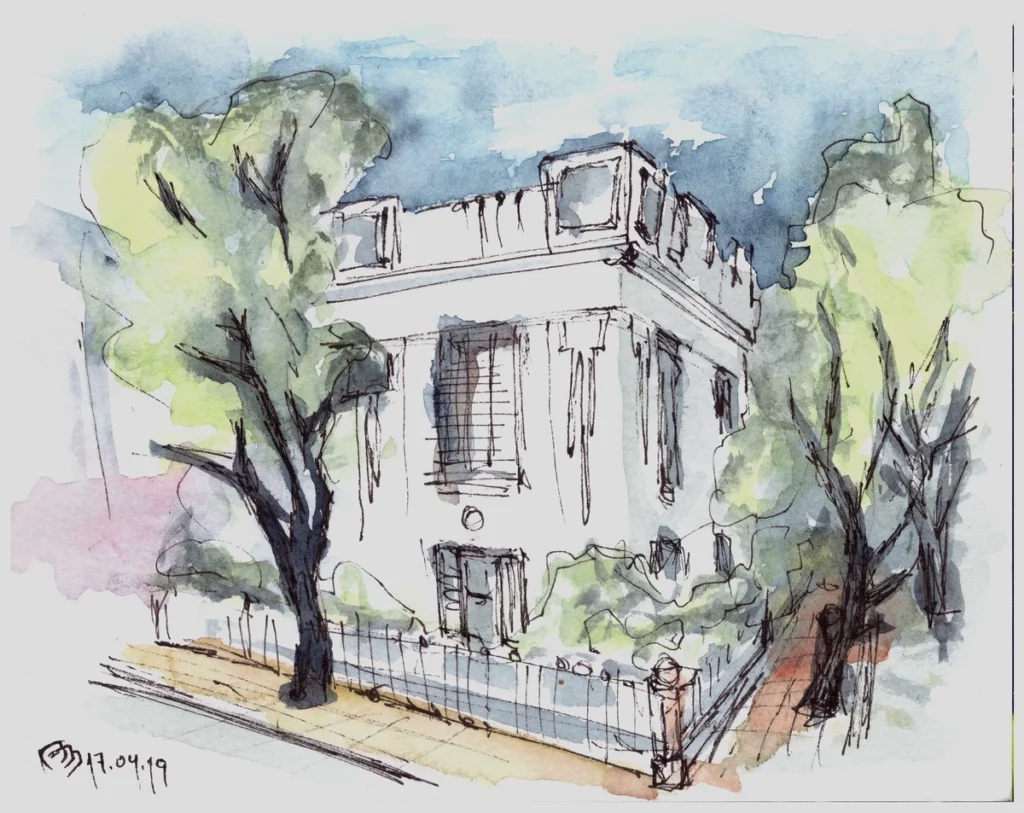 Урок 02 "Не цвет" (2019, курс "Живое пятно"), акварель, линер