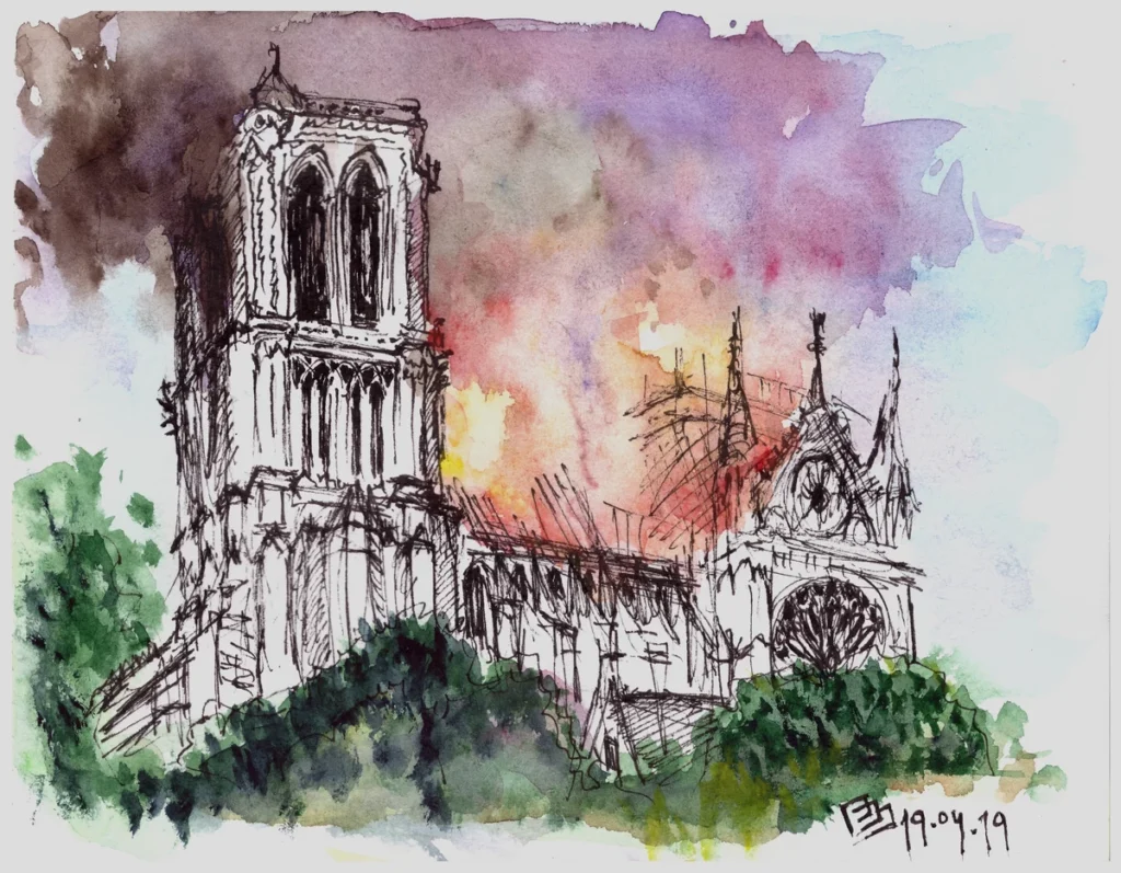 Урок 02 "Не цвет" (2019, курс "Живое пятно"), акварель, линер