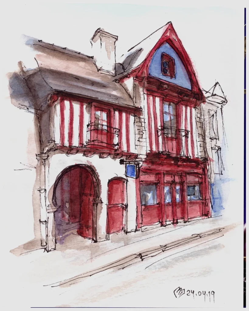 Урок 05 "Сдержанно" (2019, курс "Живое пятно"), акварель, линер