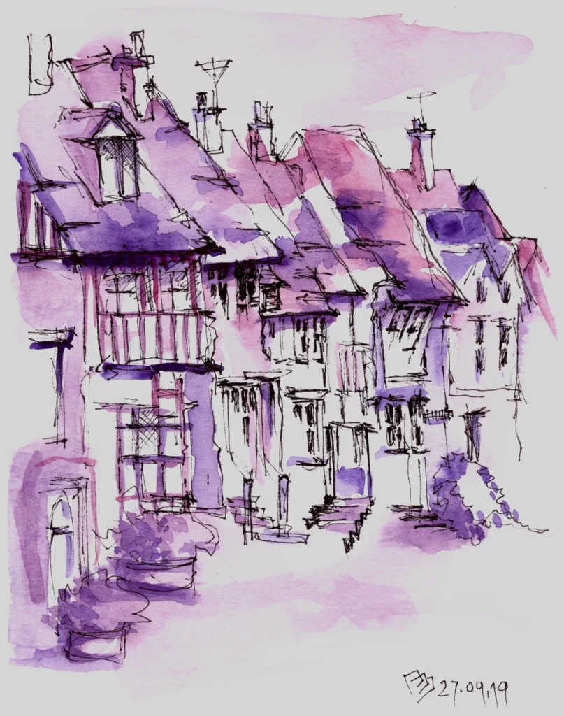 Урок 06 "Монохром" (2019, курс "Живое пятно"), акварель, линер