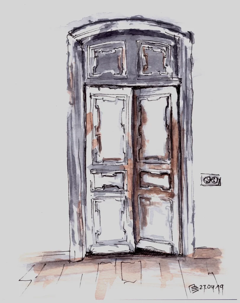 Урок 06 "Монохром" (2019, курс "Живое пятно"), акварель, линер