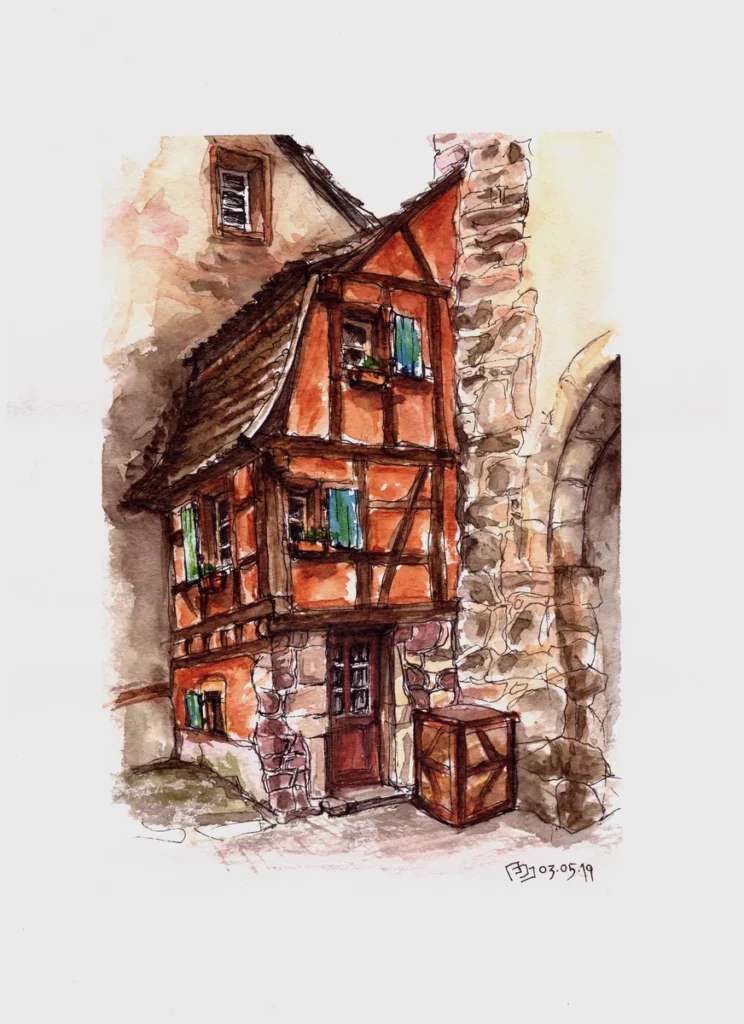 Урок 08 "Полноценно" (2019, курс "Живое пятно"), акварель, линер